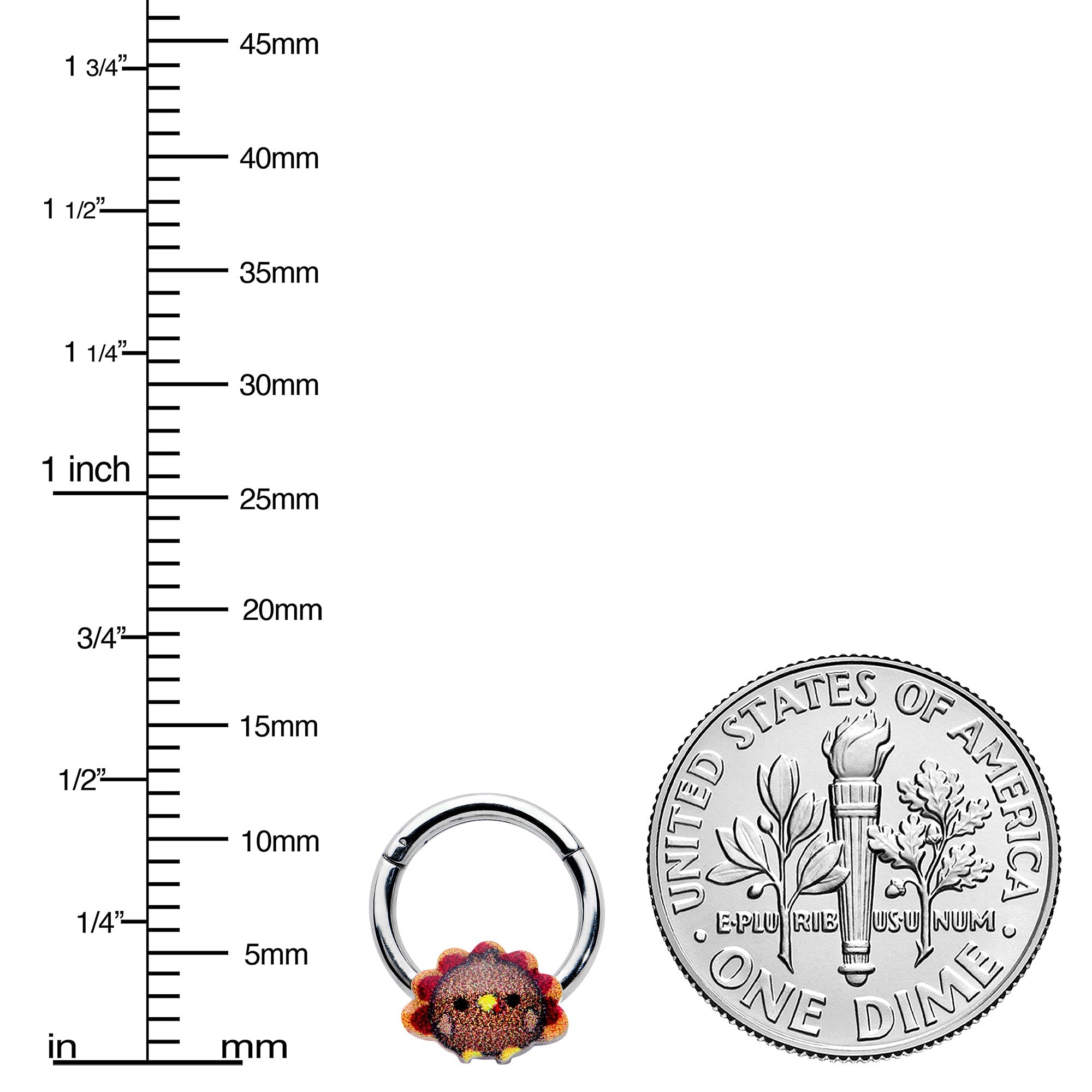 16G 5/16 Sweet Tiny Turkey Thanksgiving Hinged Segment Ring