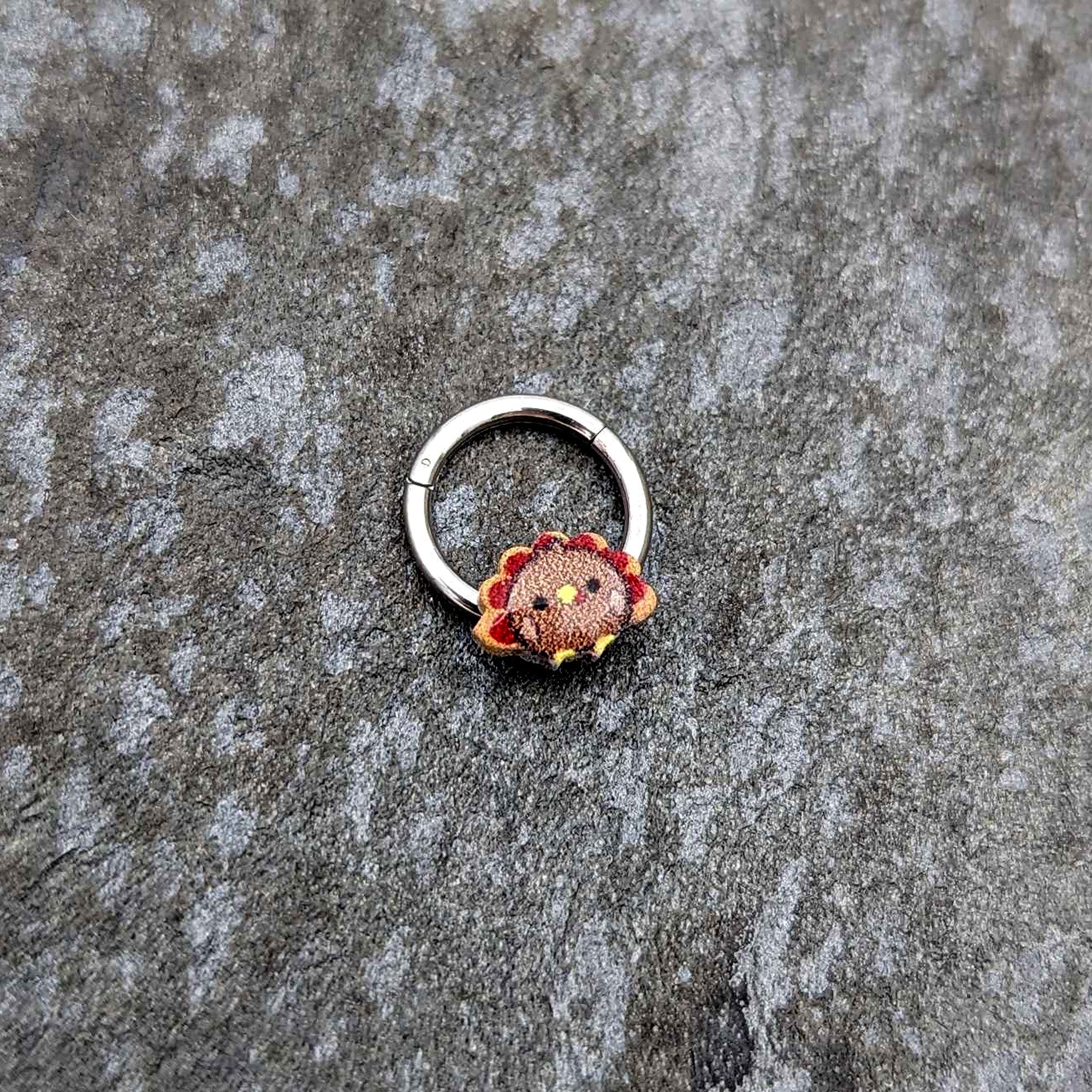 16G 5/16 Sweet Tiny Turkey Thanksgiving Hinged Segment Ring
