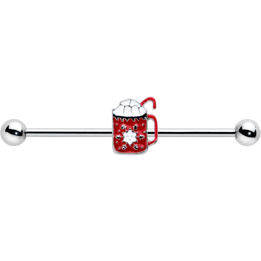 14G Sweet Hot Cocoa Marshmallow Holiday Industrial Barbell 38mm