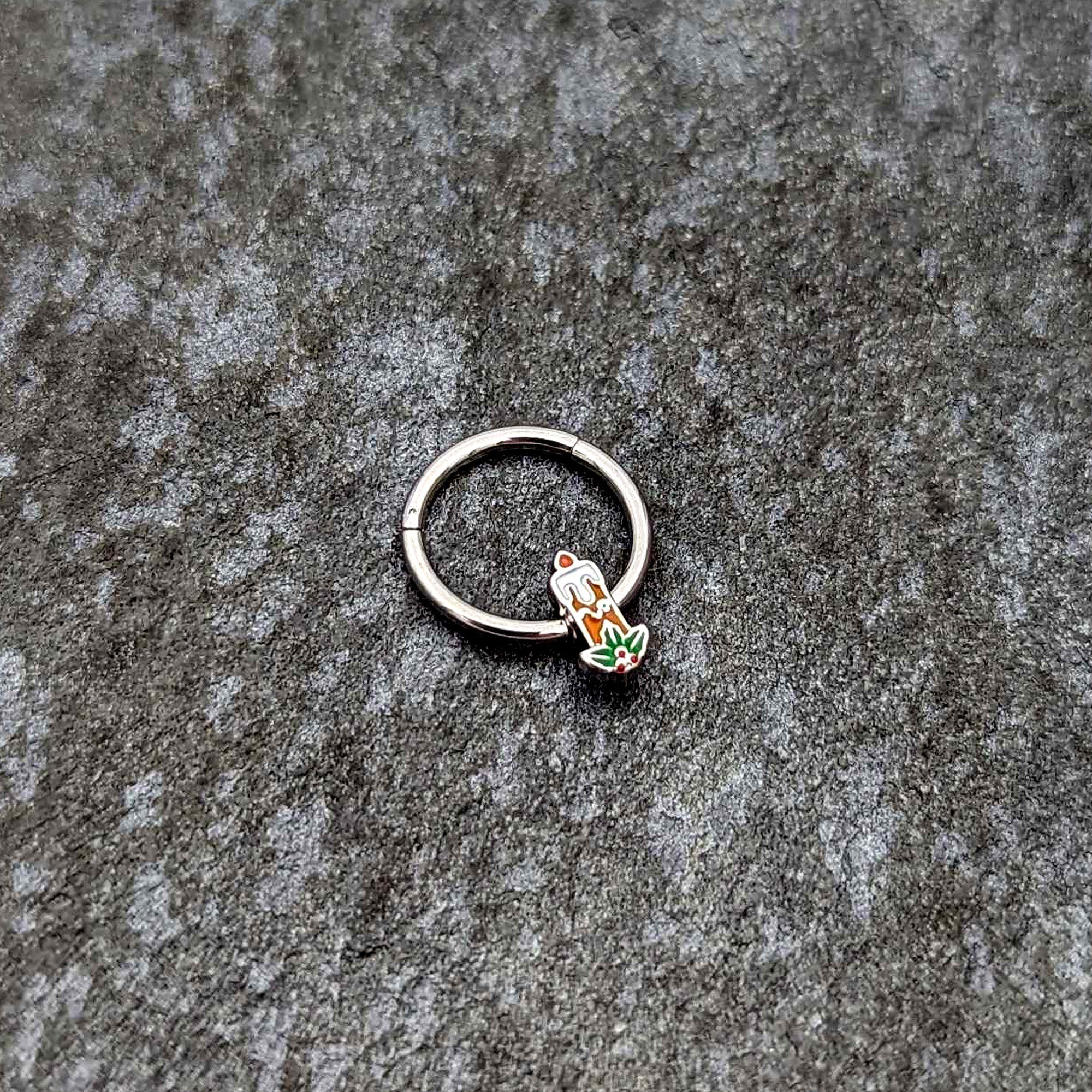 16G 3/8 Sweet Holiday Candle Christmas Hinged Segment Ring