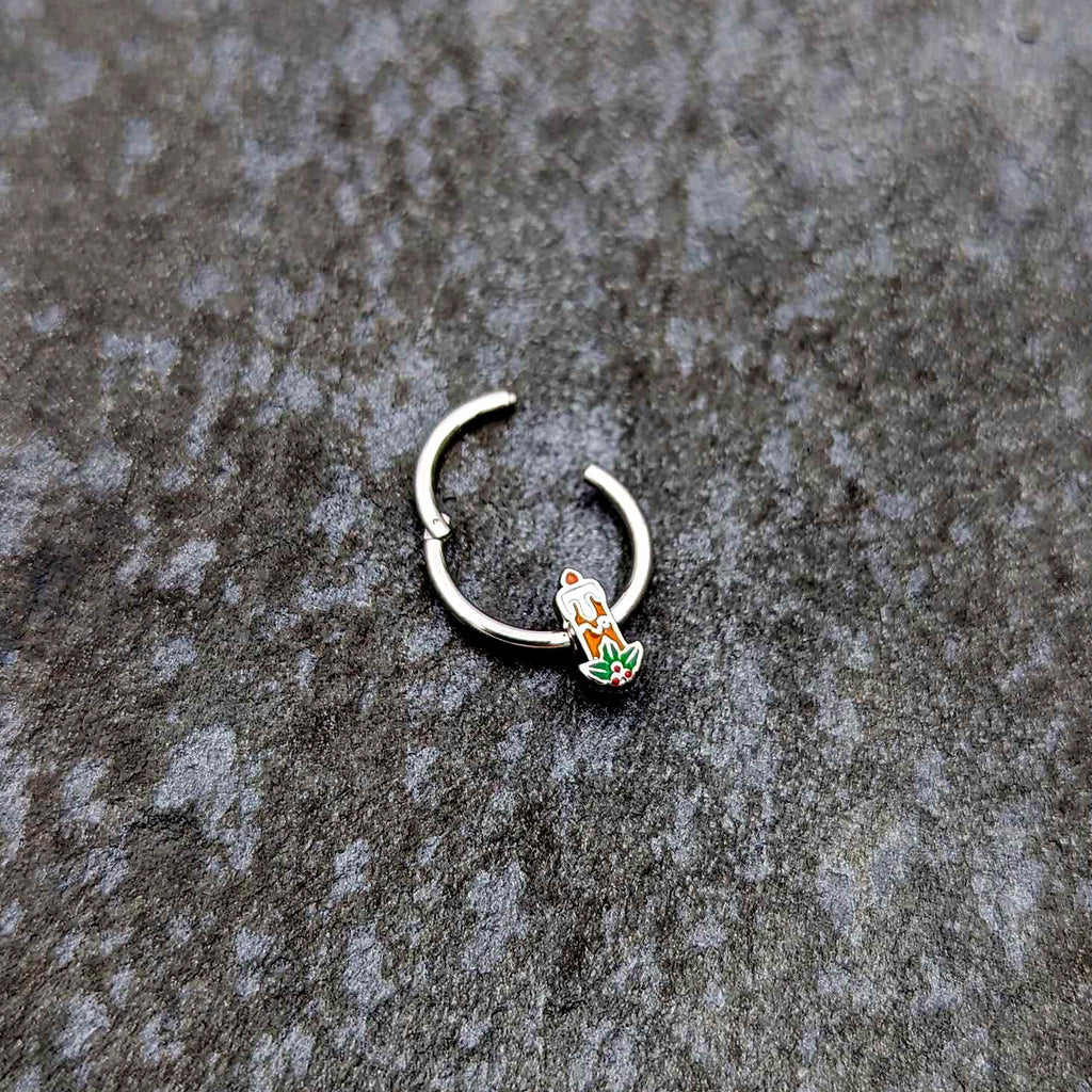 16G 3/8 Sweet Holiday Candle Christmas Hinged Segment Ring