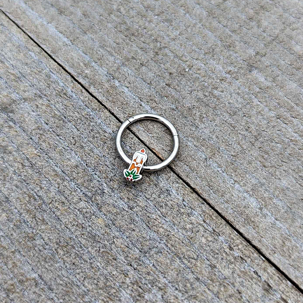 16G 3/8 Sweet Holiday Candle Christmas Hinged Segment Ring