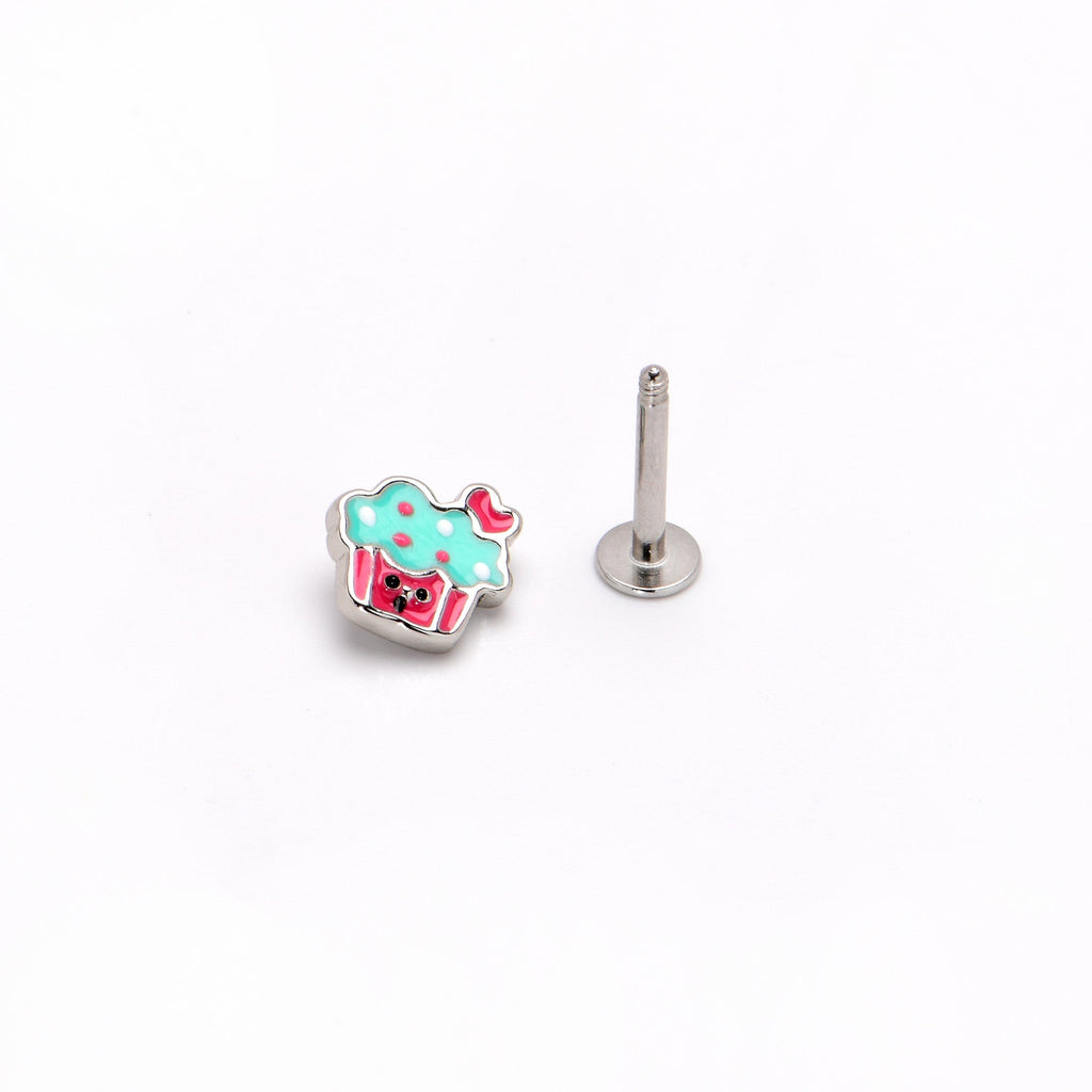 16G 5/16 Sweet Happy Cupcake Labret Monroe Tragus