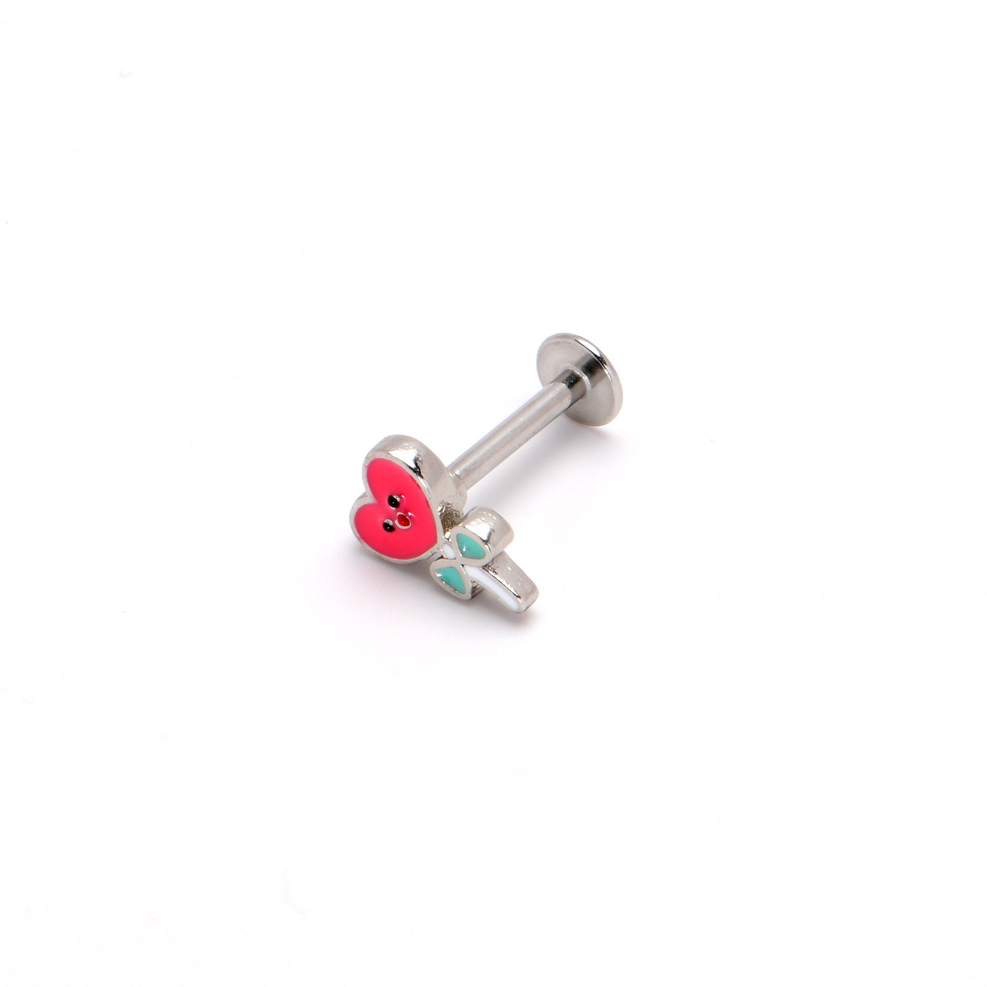 16G 5/16 Sweet Happy Heart Lollipop Labret Monroe Tragus