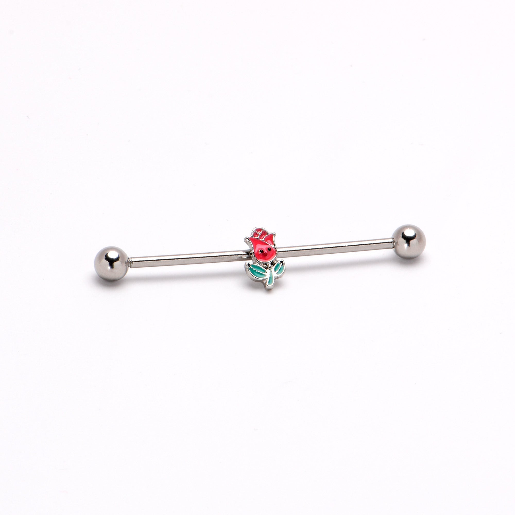 14G Sweet Happy Rose Flower Industrial Barbell 38mm