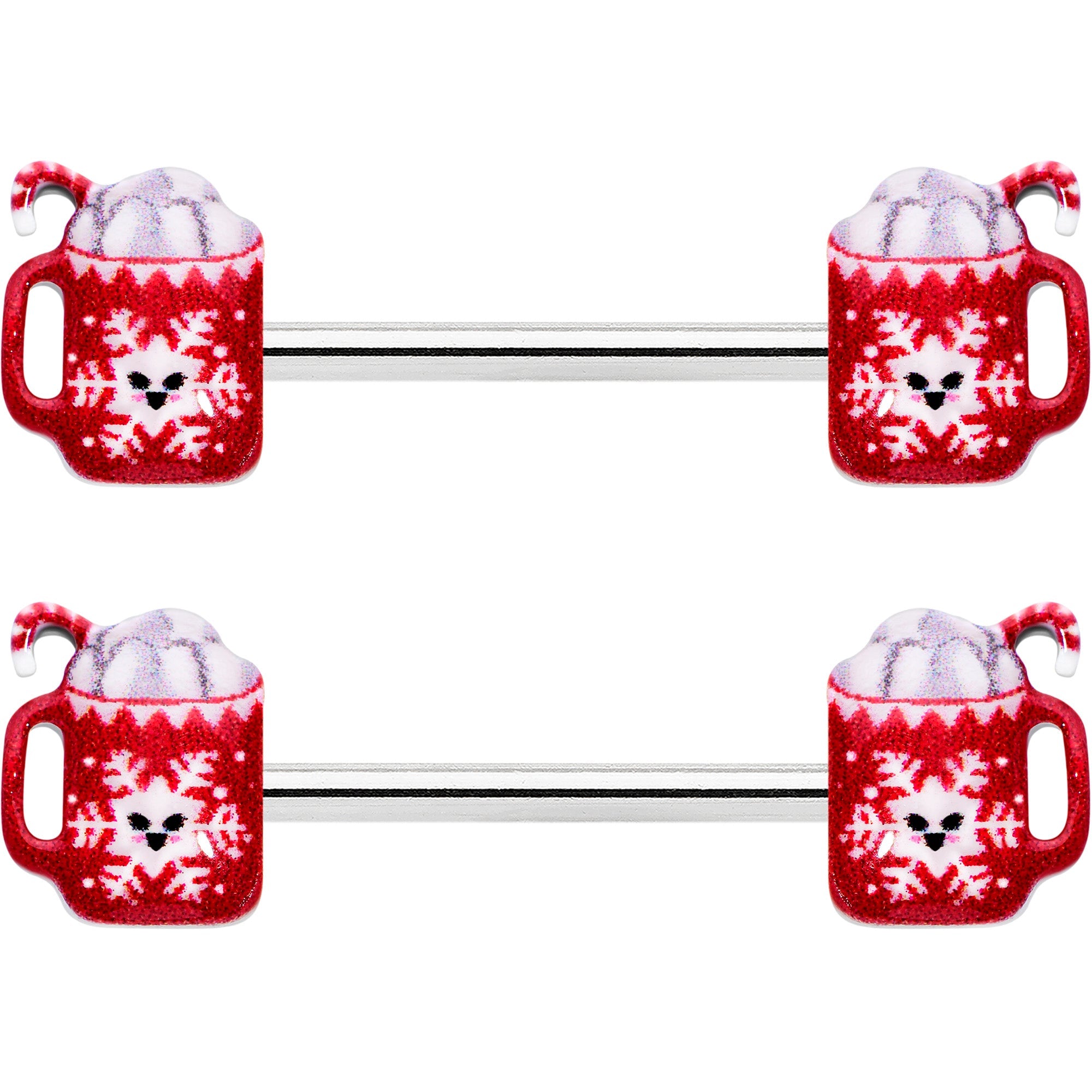 14G 9/16 Sweet Hot Cocoa Holiday Barbell Holiday Nipple Ring Set