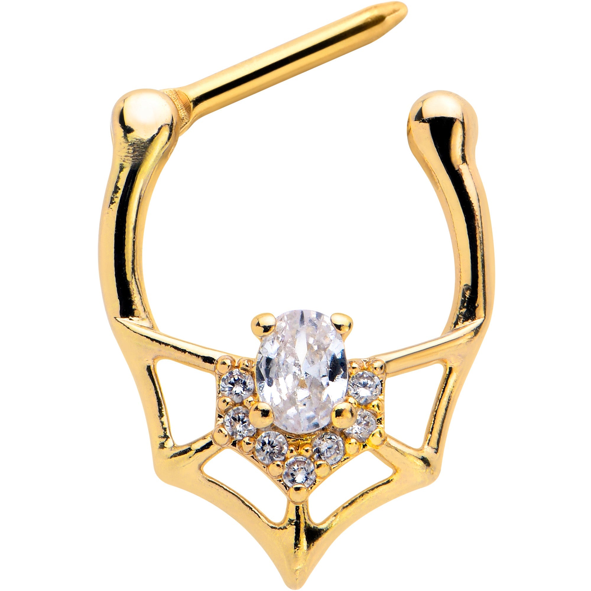 16G 5/16 Clear Gem Gold Tone Spider Bat Cartilage Clicker