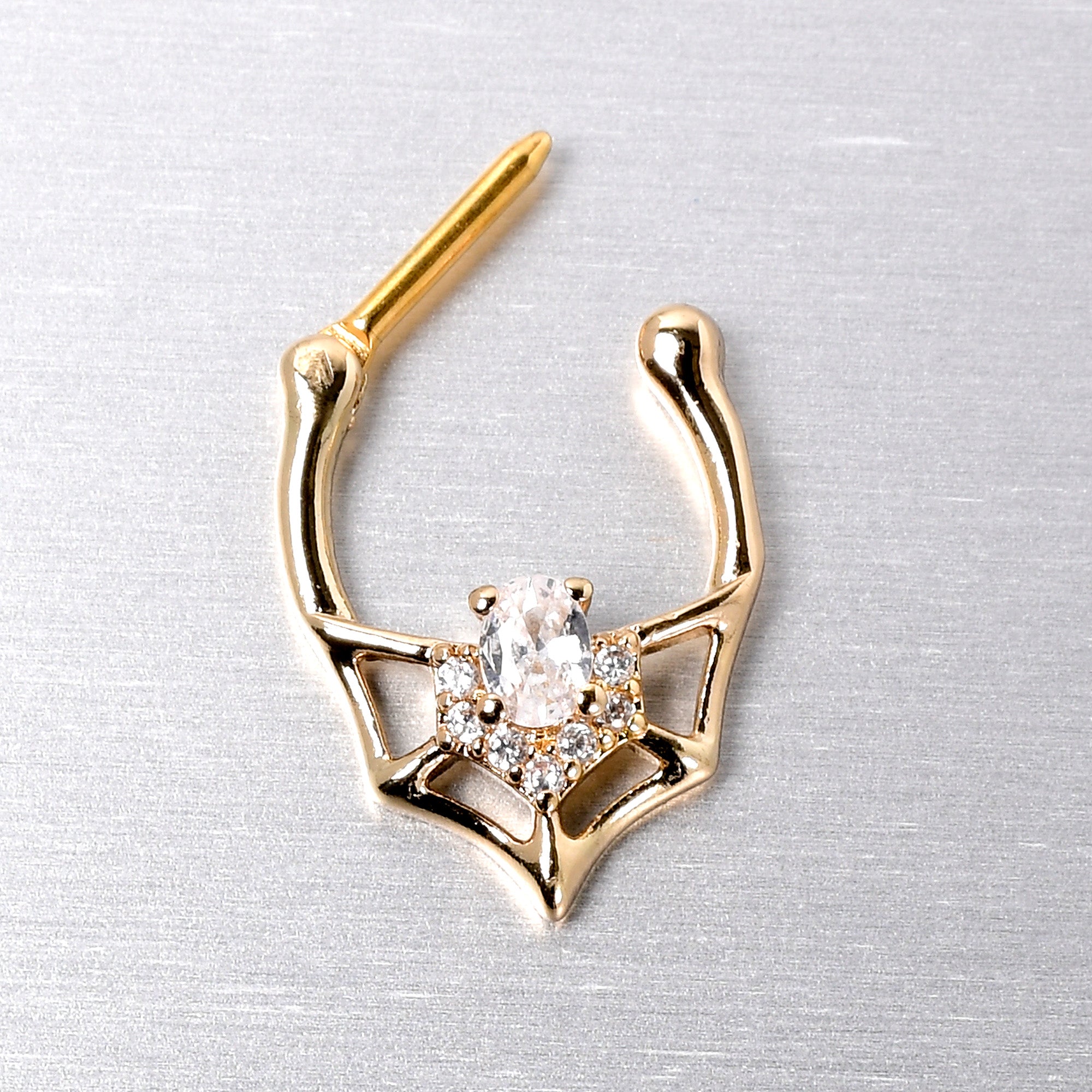 16G 5/16 Clear Gem Gold Tone Spider Bat Cartilage Clicker