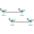 14G 9/16 Sweet Martini Glass Heart Barbell Nipple Ring Set
