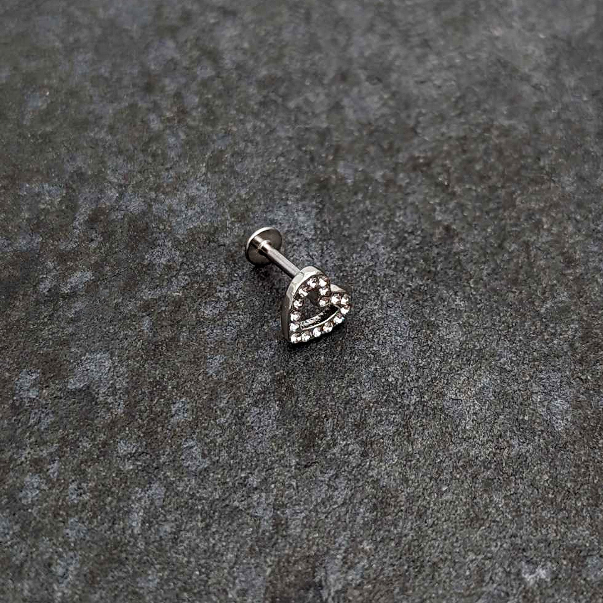 16G 5/16 Clear Gem Open Heart Valentine Labret Monroe Tragus