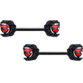 14G 9/16 Red CZ Gem Black Scroll Moon Heart Barbell Nipple Ring Set