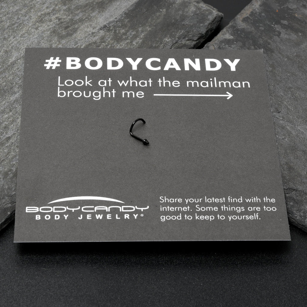 20G 1/4 Black ASTM F-136 Implant Grade Titanium Cone End Left Side Nose Screw