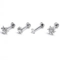 16G 5/16 Clear Gem Insect Sun Labret Monroe Tragus Set of 4
