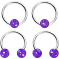 16G 3/8 Purple Faux Opal Horseshoe BCR Captive Ring Set of 4