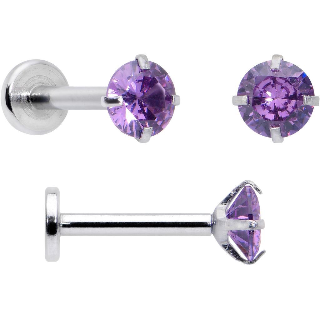 16G 5/16 3/8 Purple Gem Faux Opal Labret Monroe Tragus Set of 4