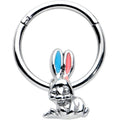 16G 3/8 Easter Bunny Red Blue Ears Hinged Segment Ring