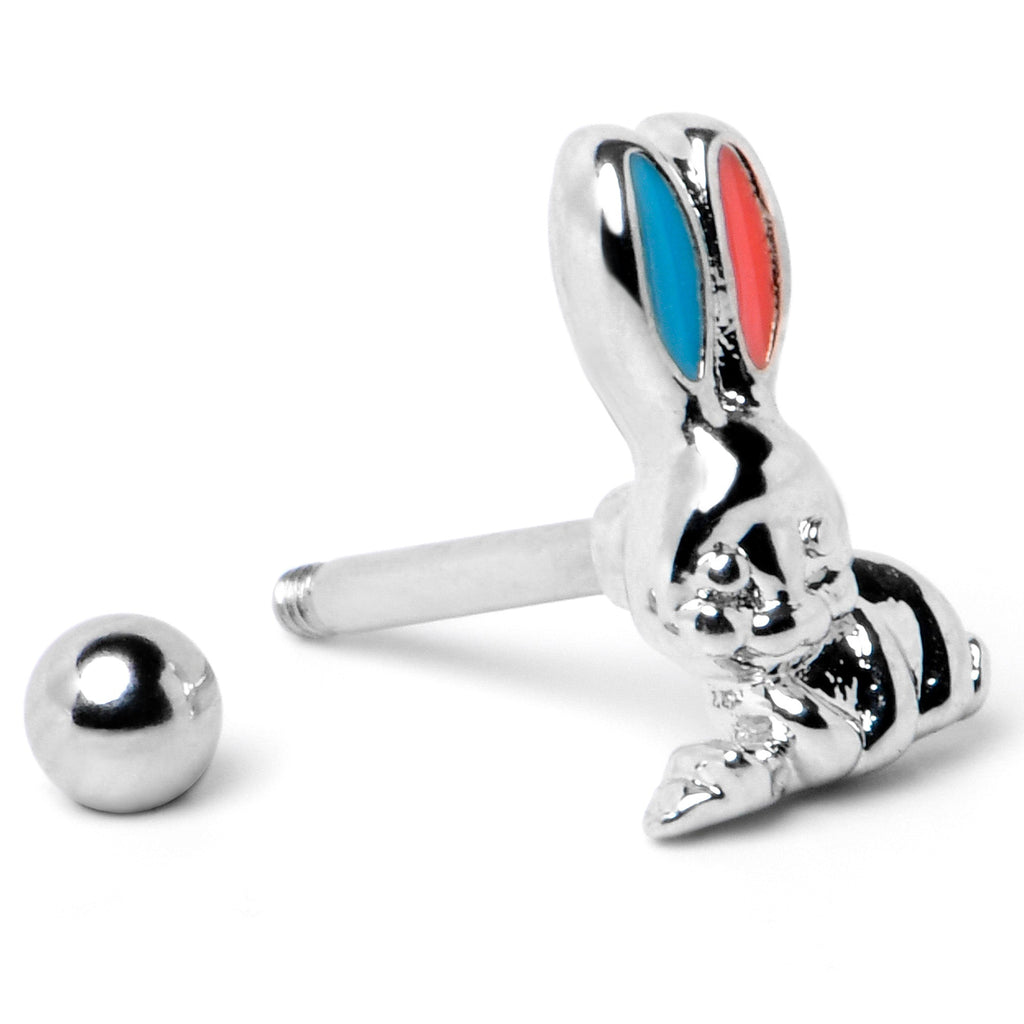 16G 5/16 Easter Bunny Blue Red Ears Cartilage Tragus Earring