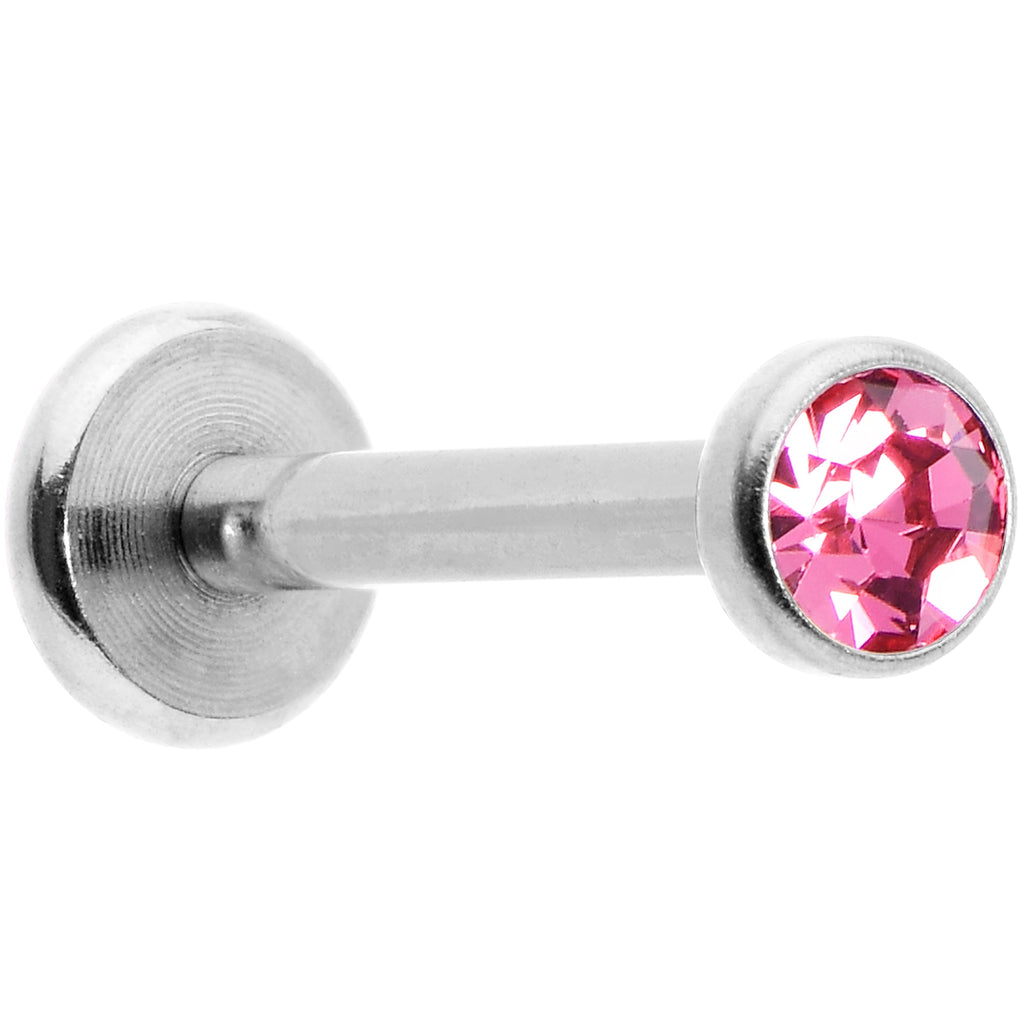16G 5/16 Pink Gem Threadless Labret Monroe Tragus
