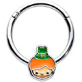 16G 3/8 Sweet Happy Leprechaun St Patricks Hinged Segment Ring