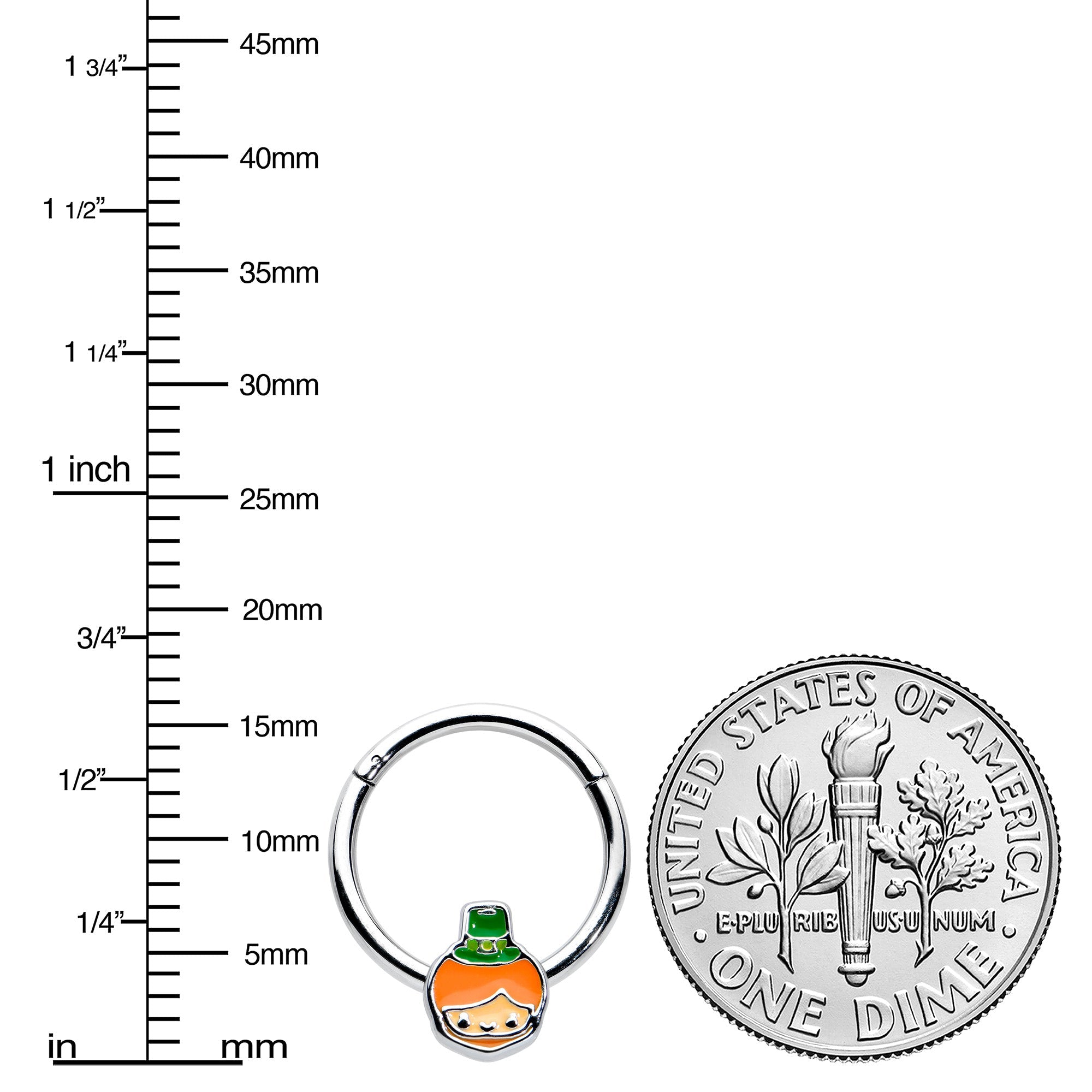 16G 3/8 Sweet Happy Leprechaun St Patricks Hinged Segment Ring