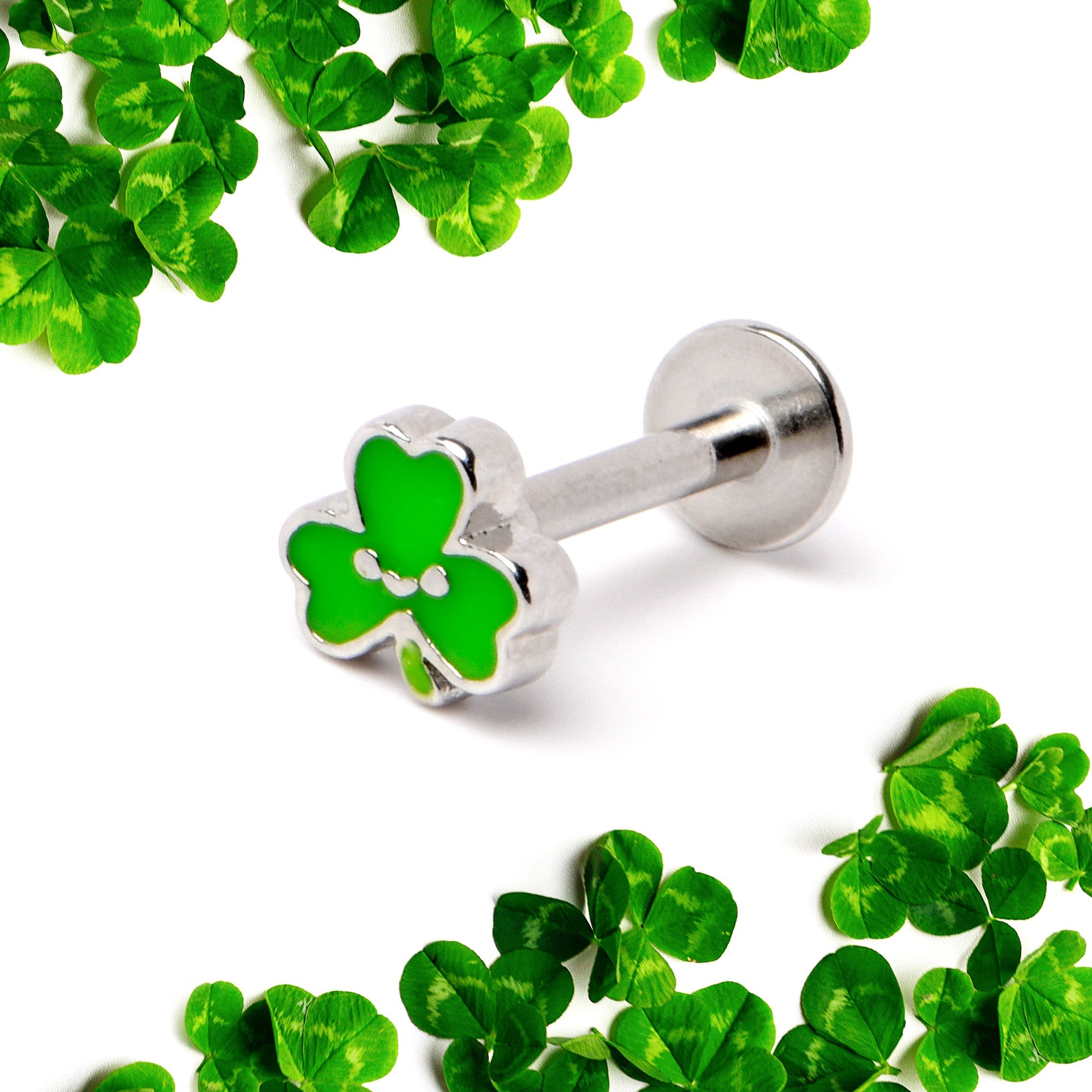 16G 5/16 Sweet Happy Shamrock St Patricks Labret Monroe Tragus