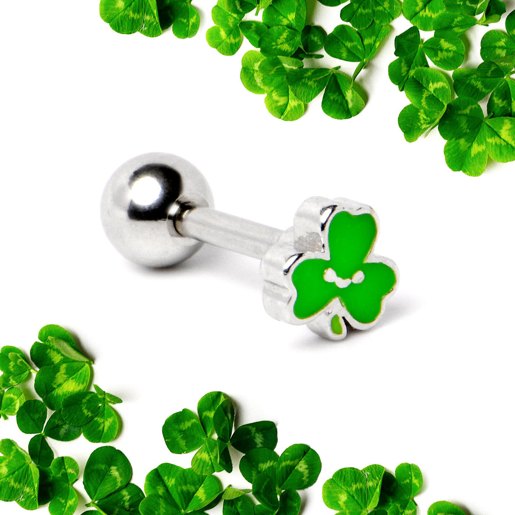 16G 1/4 Sweet Happy Shamrock St Patricks Cartilage Tragus Earring