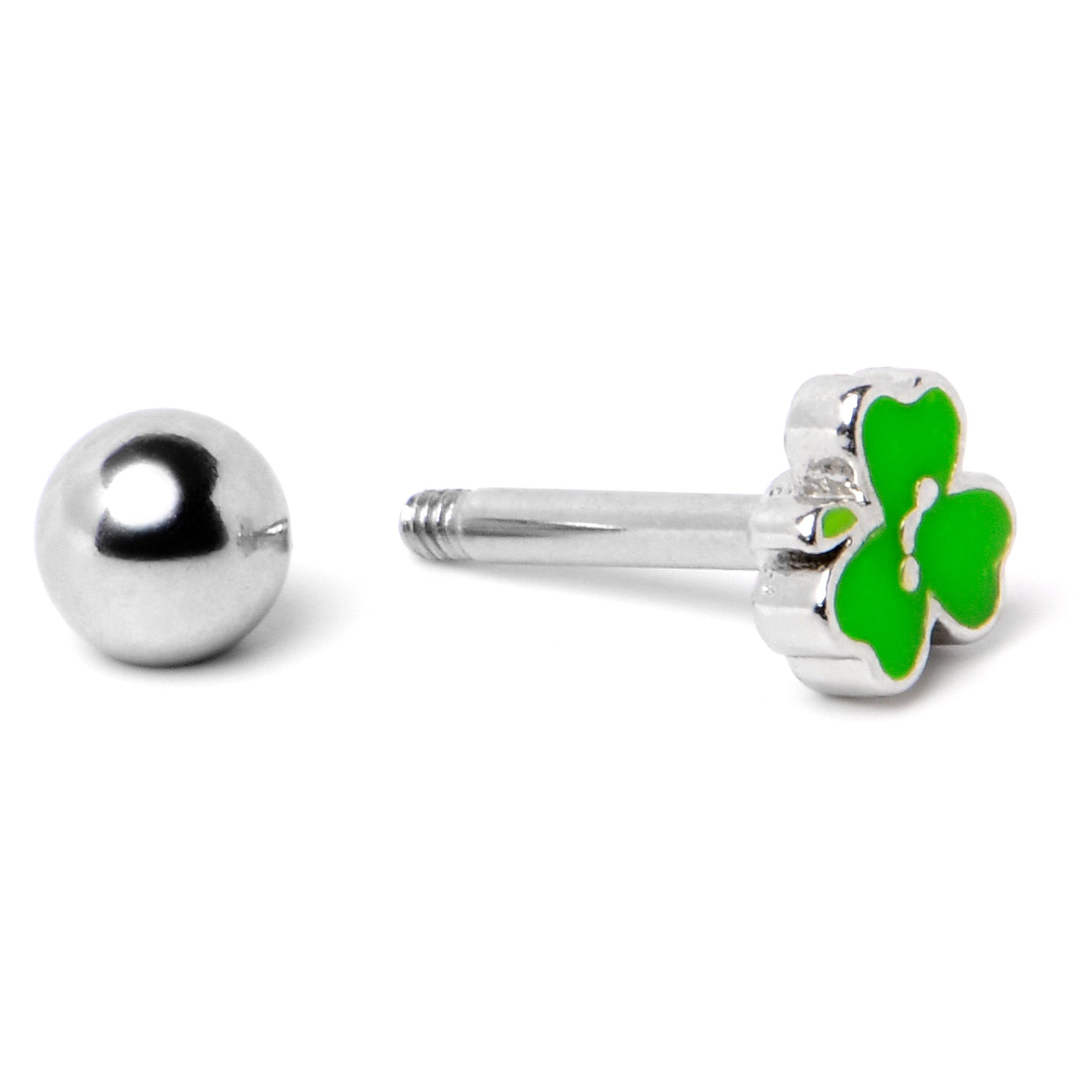 16G 1/4 Sweet Happy Shamrock St Patricks Cartilage Tragus Earring