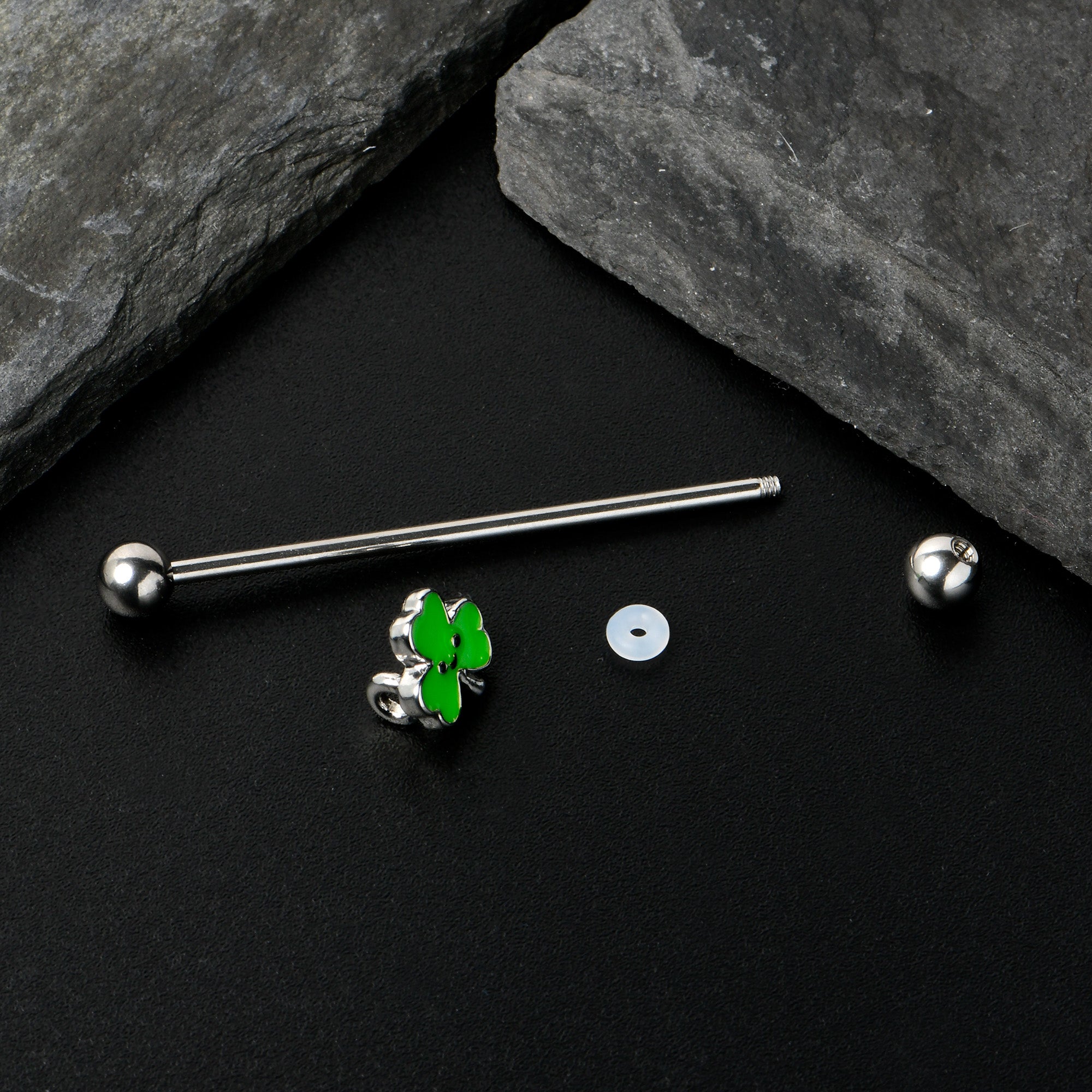 14G Sweet Happy Shamrock St Patricks Industrial Barbell 38mm