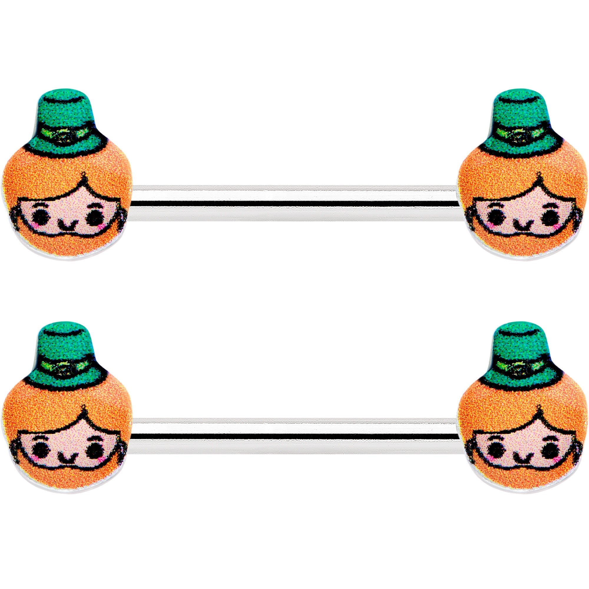 14G 9/16 Sweet Happy Leprechaun St Patricks Day Nipple Ring Set