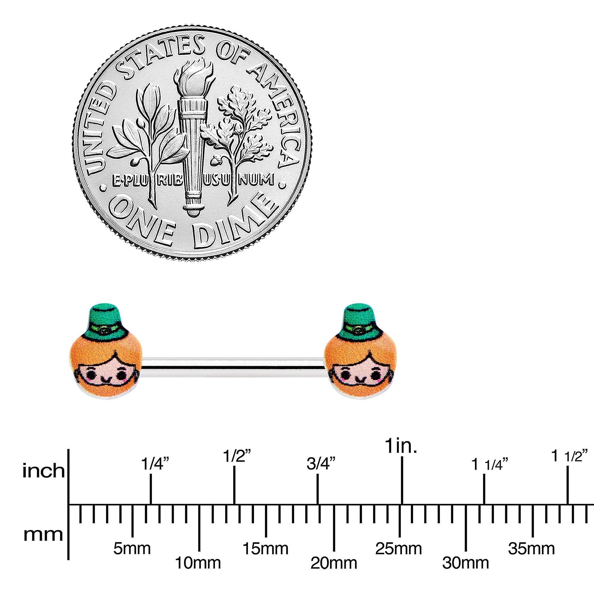 14G 9/16 Sweet Happy Leprechaun St Patricks Day Nipple Ring Set
