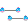 14G 9/16  Blue Pink Celebration Easter Egg Barbell Nipple Ring Set