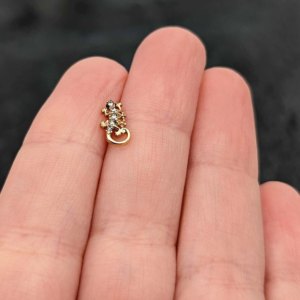 16G 1/4 Clear Gem Gold Tone Luscious Lizard Cartilage Earring