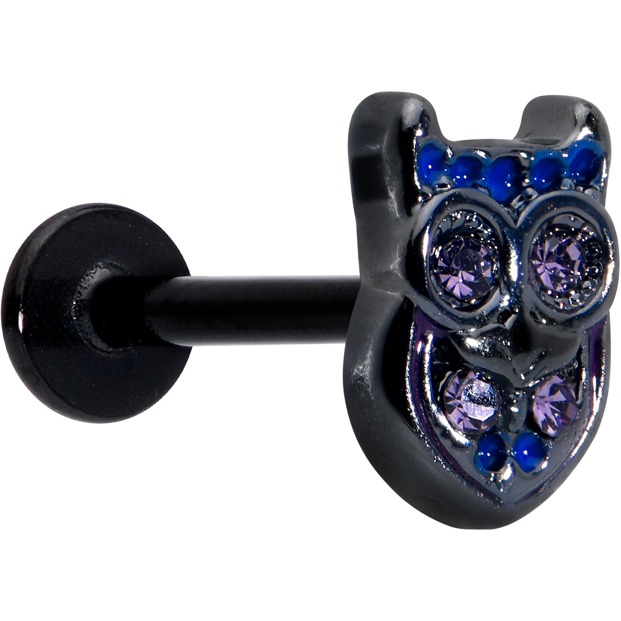 16G 5/16 Purple Gem Black Opulent Owl Labret Monroe Tragus