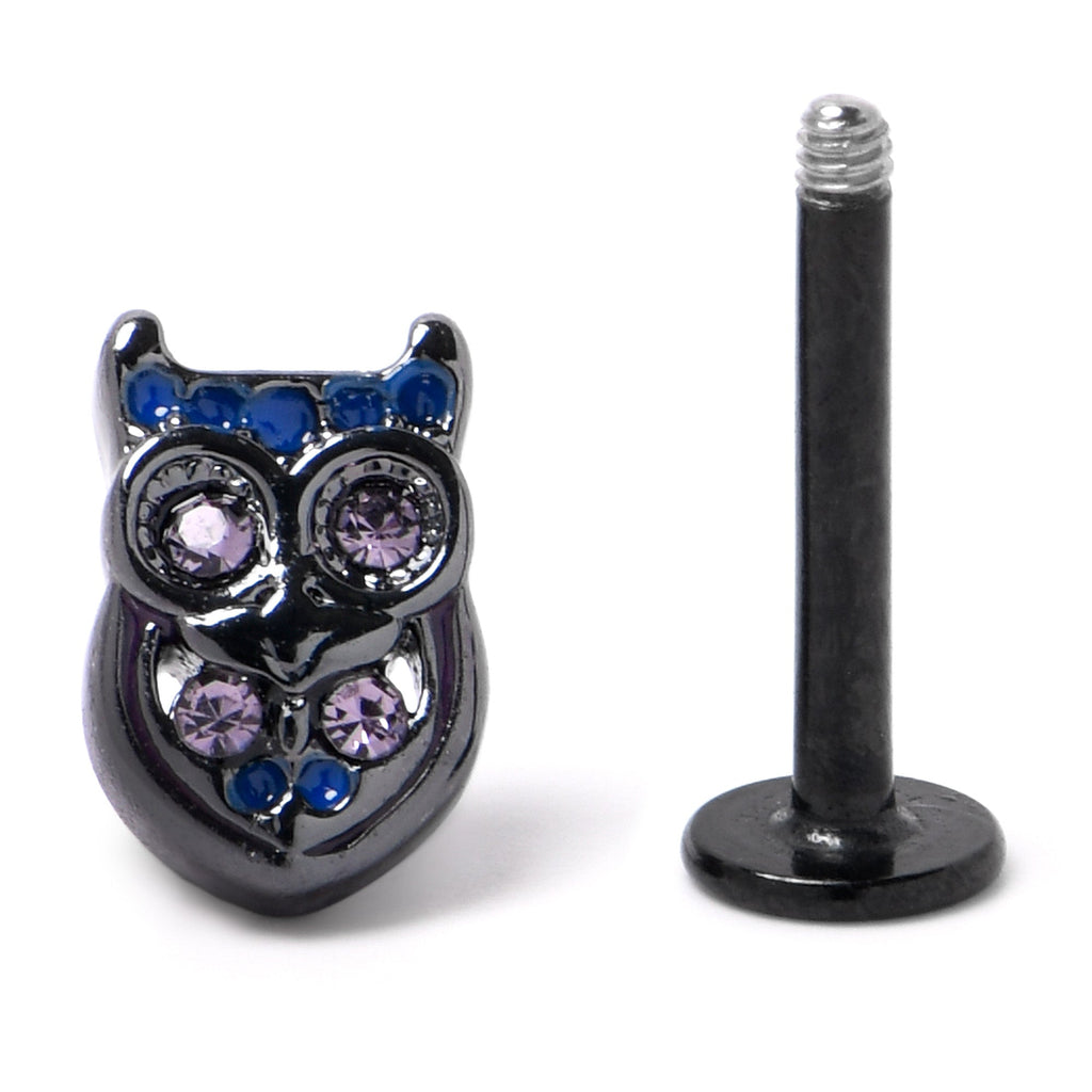 16G 5/16 Purple Gem Black Opulent Owl Labret Monroe Tragus