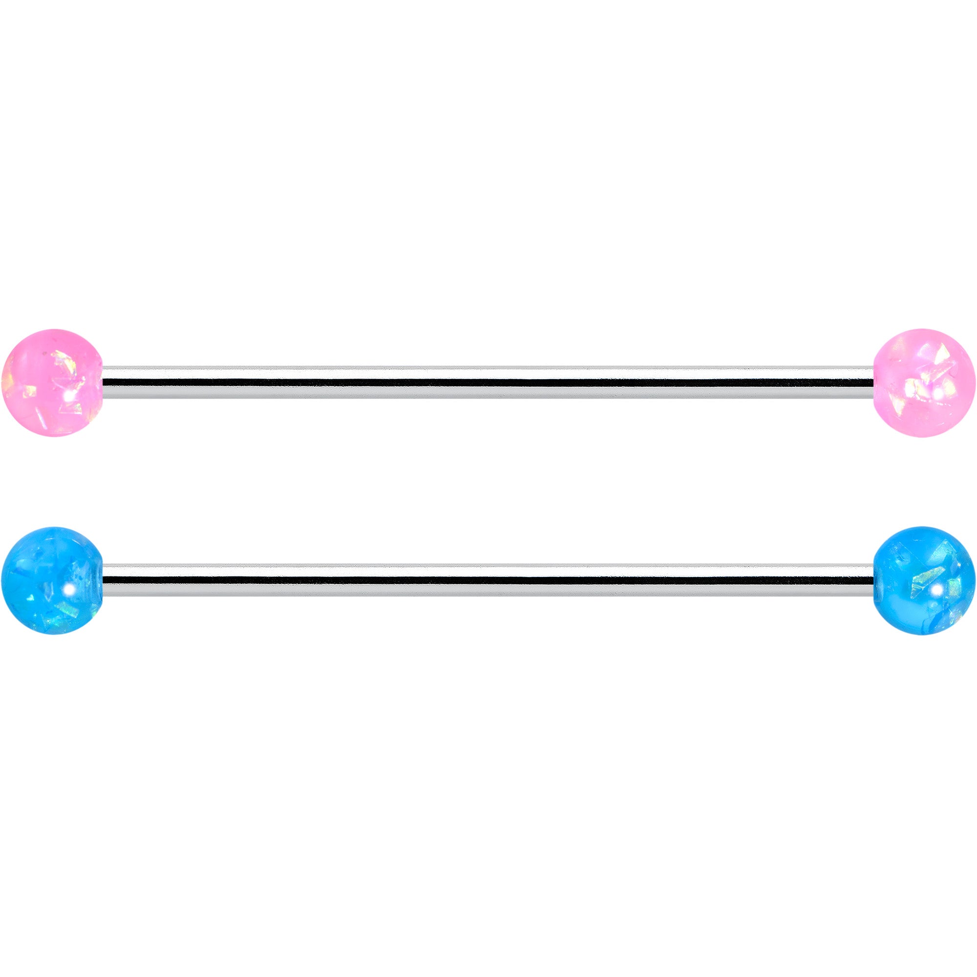 14G Pink Blue Purple Faux Opal Pack Industrial Barbell Set of 4