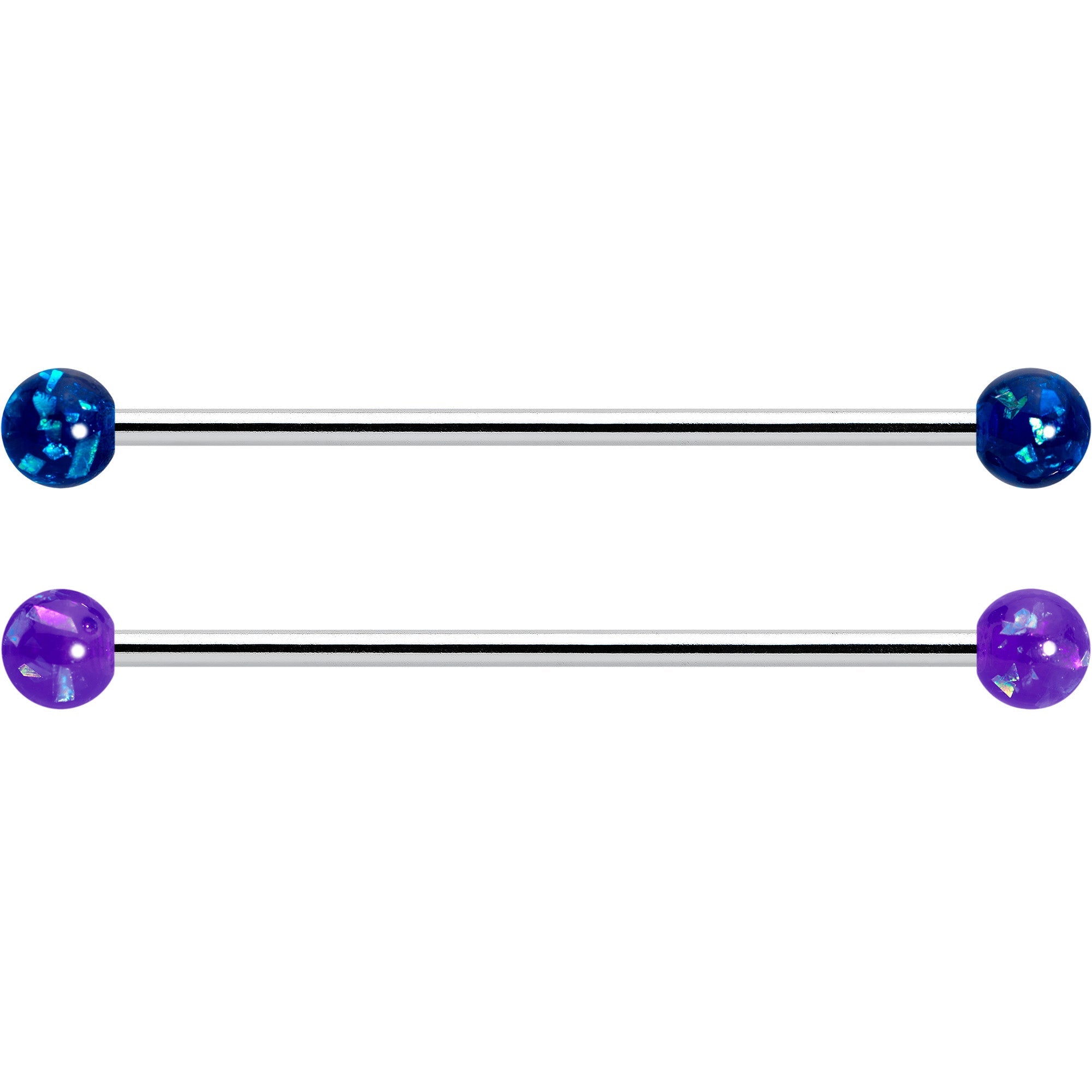 14G Pink Blue Purple Faux Opal Pack Industrial Barbell Set of 4