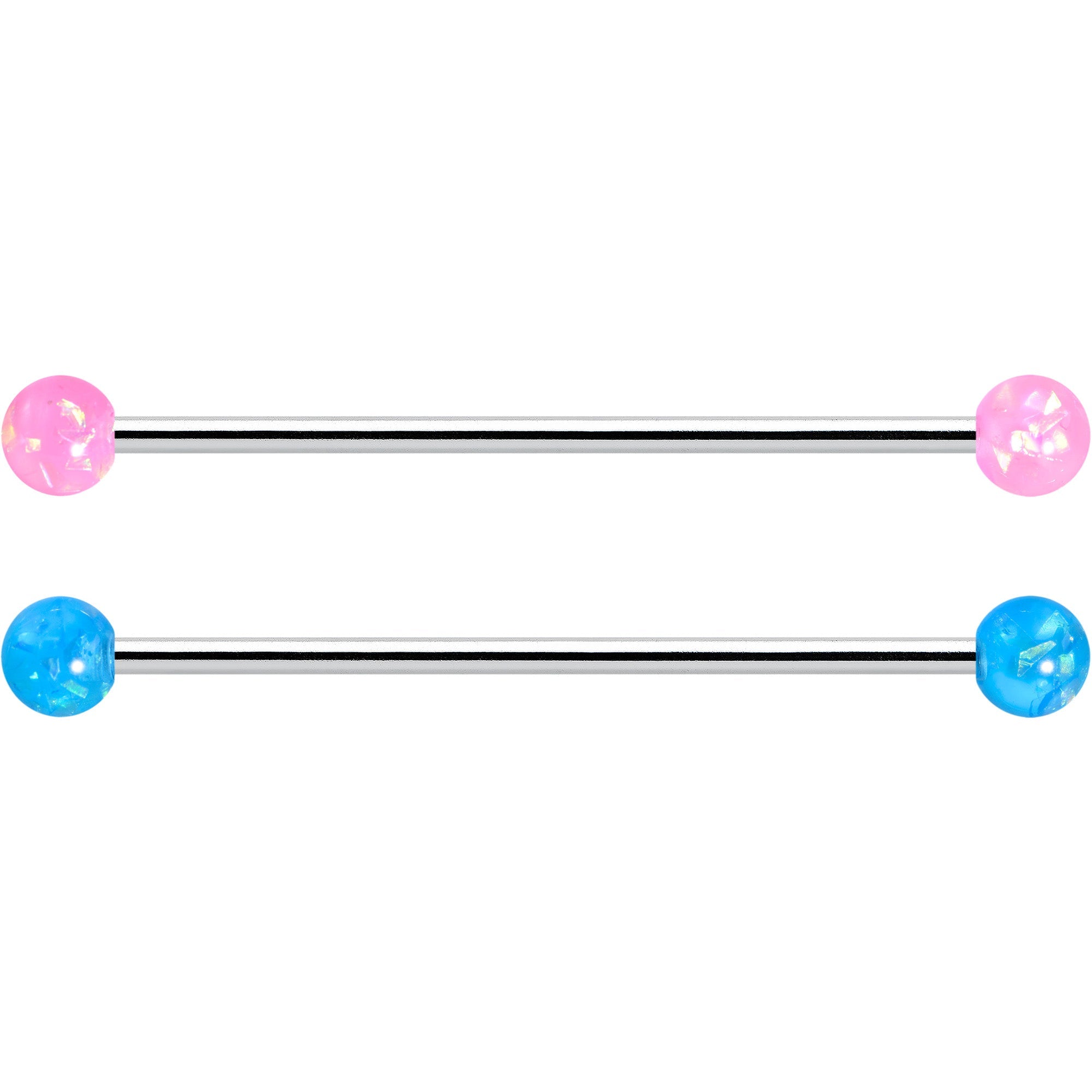 14G Pink White Purple Faux Opal Pack Industrial Barbell Set of 4