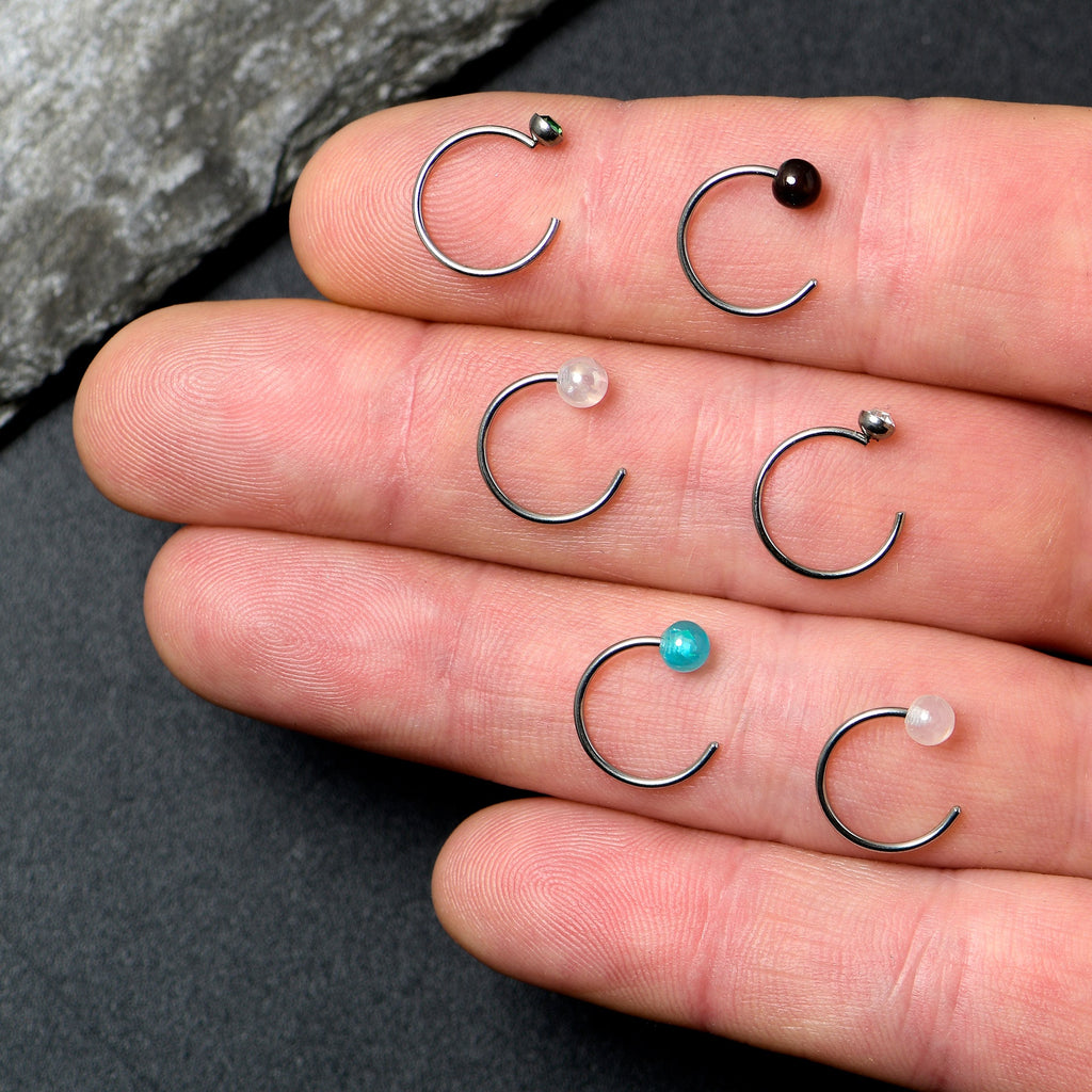 20G 5/16 Nose Hoop Gem Faux Opal Pack Dynasty Nose Ring Set of 6