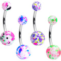 Splatter Pink Blue Purple Green Belly Ring Set of 4