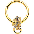 16G 3/8 Clear Gem Gold Tone Luscious Lizard Hinged Segment Ring