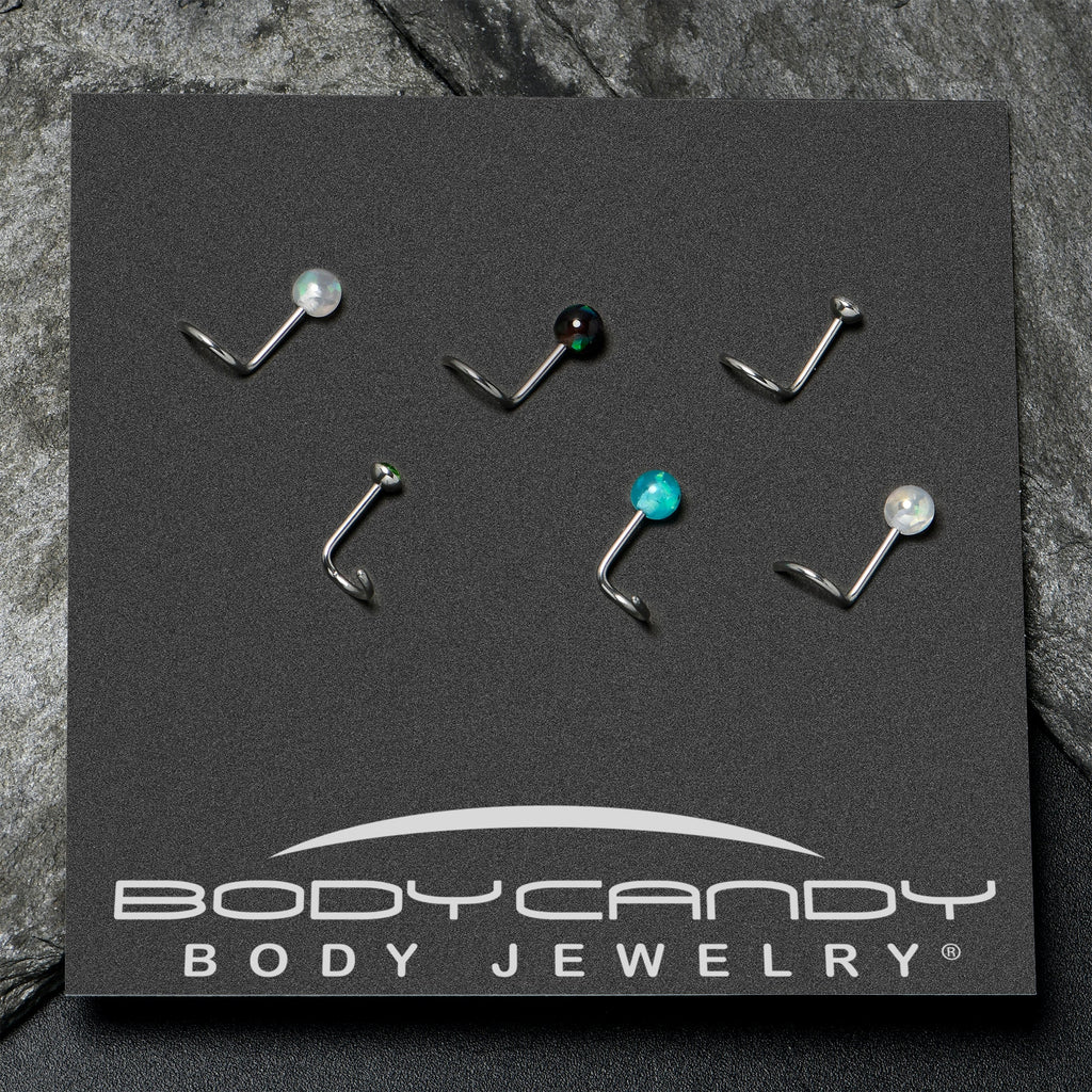 20G Nose Screw Gem Faux Opal Pack Dynasty Nose Ring Set of 6