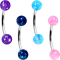 16G 3/8 Pink Blue Purple Faux Opal Pack Curved Eyebrow Ring Set of 4