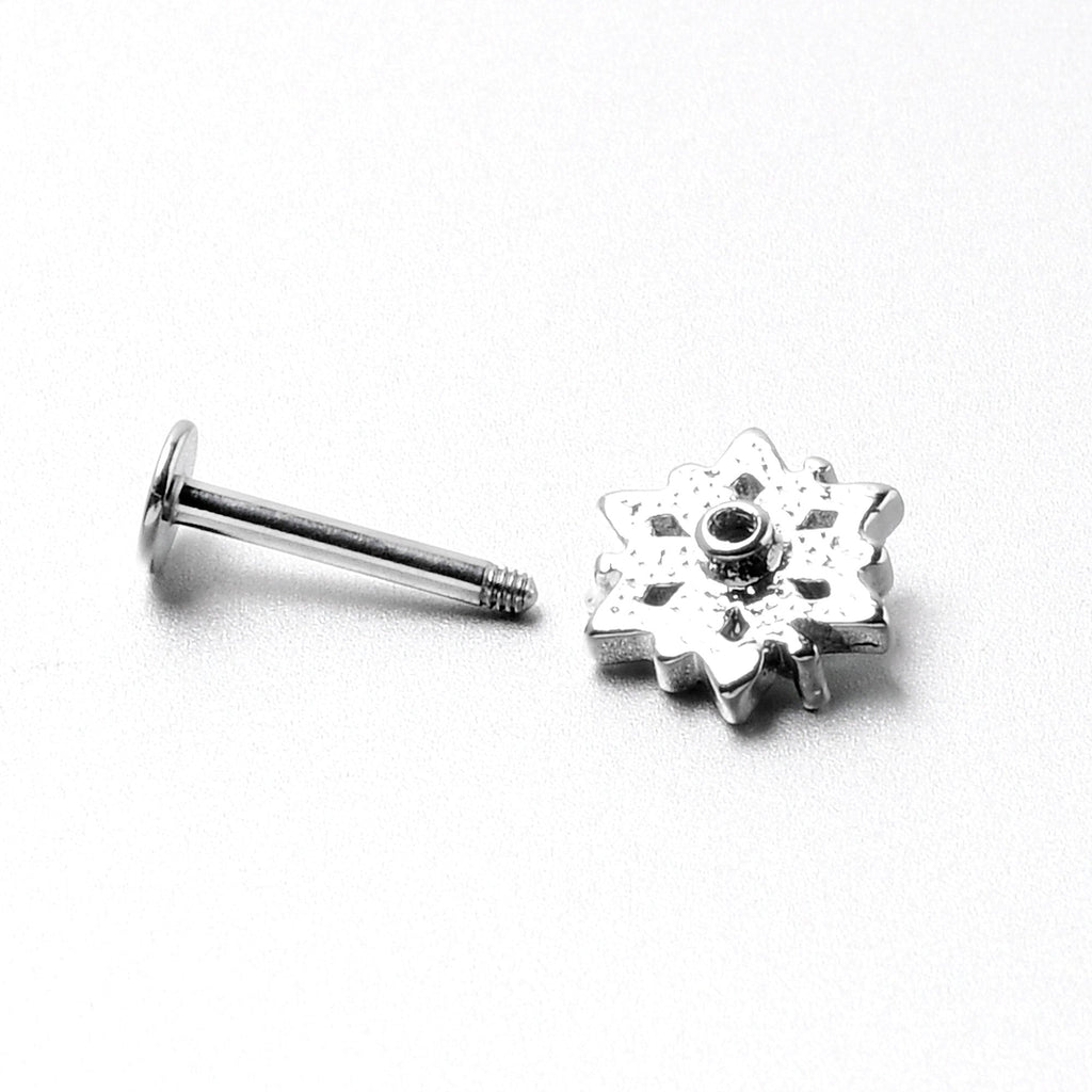 16G 5/16 Aurora CZ Gem Snowflake Style Labret Monroe Tragus