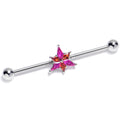 14G Pink Orange Gem Abstract Fire Industrial Barbell 38mm