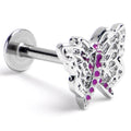 16G 5/16 Purplish Beauty in Flight Butterfly Labret Monroe Tragus