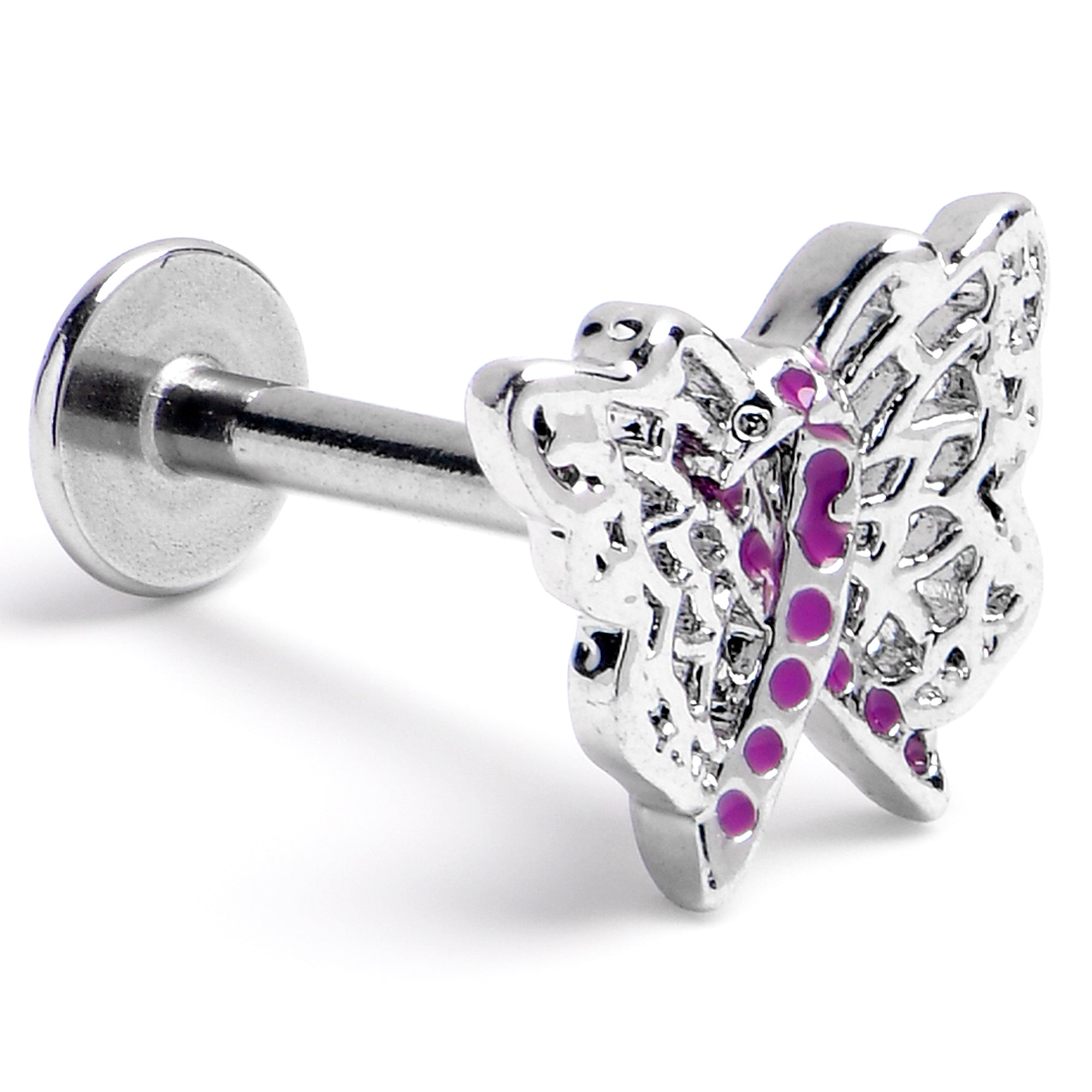 16G 5/16 Purplish Beauty in Flight Butterfly Labret Monroe Tragus