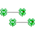 14G 9/16 Kiss Me Shamrock St Patricks Barbell Nipple Ring Set
