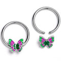 14G 1/2 Vibrant Grace Butterfly Dangle Captive Nipple Rings Set
