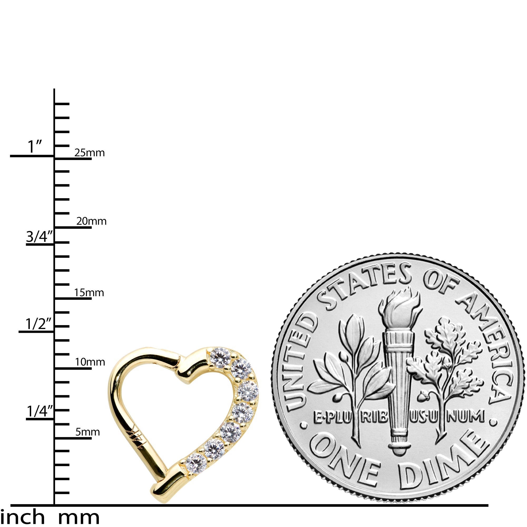 16G 5/16 14k Yellow Gold CZ Paved Ultra Luxe Left Hinged Heart Segment Ring