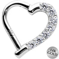 16G 5/16 14k White Gold CZ Paved Ultra Luxe Left Hinged Heart Segment Ring